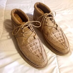 Men's Crocodile Ostrich Pattern Chukka Boots - Tan Sz 12 Made In The USA